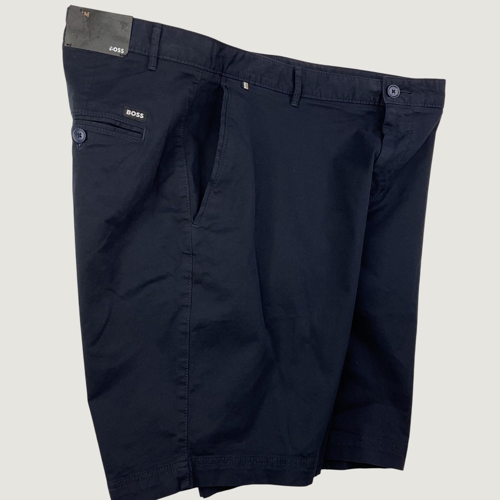 Hugo Boss Slice Chino Shorts Slim Fit Navy Blue Flat Front Mens US 40R NWT